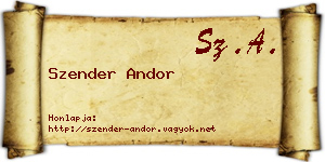 Szender Andor névjegykártya